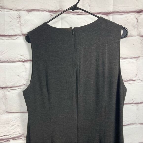 Talbots Dress SZ 12 Dark Gray Faux Wrap Rayon Maxi Fringe Lined Sleeveless Long - Picture 6 of 14